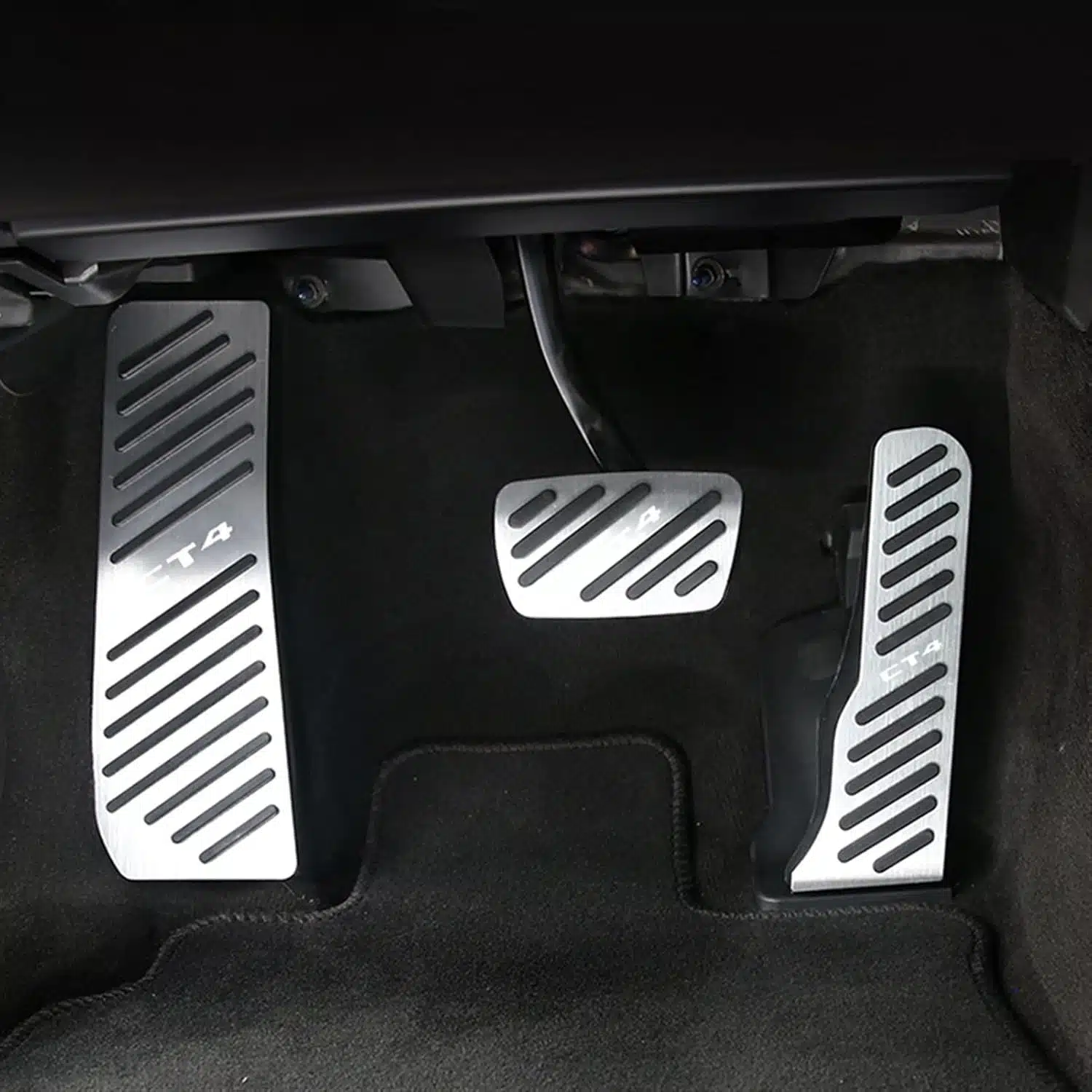 Cadillac CT4 Pedal Covers 2020-2026 2 Pedal cover being stretched over the factory pedal