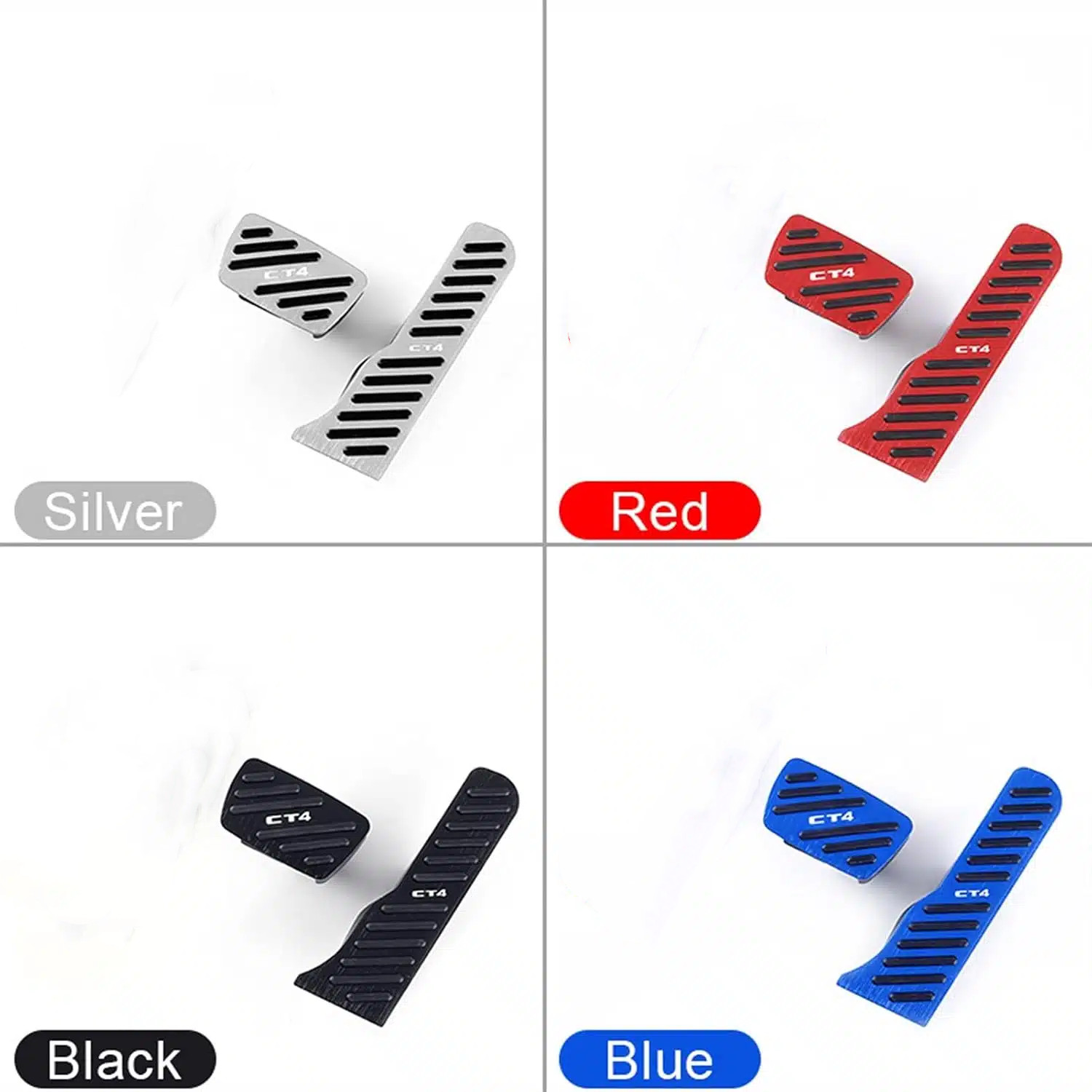 Cadillac CT4 Pedal Covers 2020-2026 4 Pedal covers shown in black, blue, red and silver
